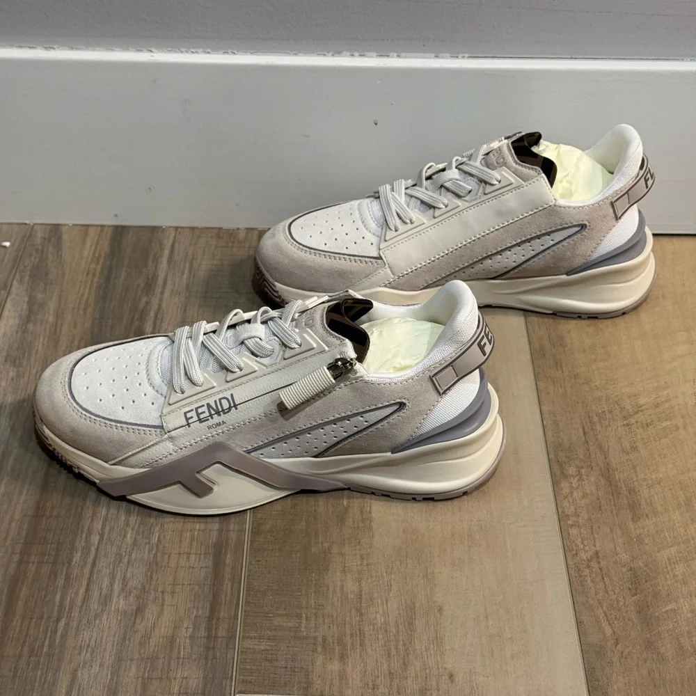 (SOLD) Fendi Flow Cream nylon and suede low-tops - Size 38.5 - Picture 12 of 15